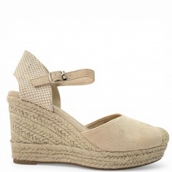 Εσπαντρίγιες Πλατφόρμες με Μπαρέτα και Suede Υφή-Μπέζ