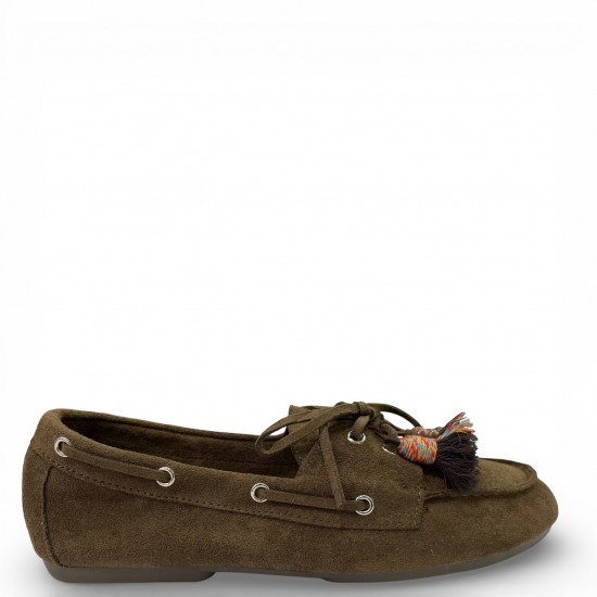 Γυναικεία Suede Μοκασίνια με Ethnic Λεπτομέρειες & Χάντρες – Καφέ