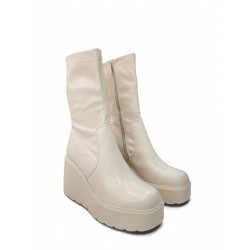 Biege Wedge ankle boots