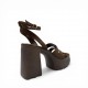 Suede Platform Sandals με Block Heel και Τρακτερωτή Σόλα-Καφέ