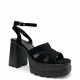 Suede Platform Sandals με Block Heel και Τρακτερωτή Σόλα-Μαύρο