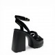 Suede Platform Sandals με Block Heel και Τρακτερωτή Σόλα-Μαύρο