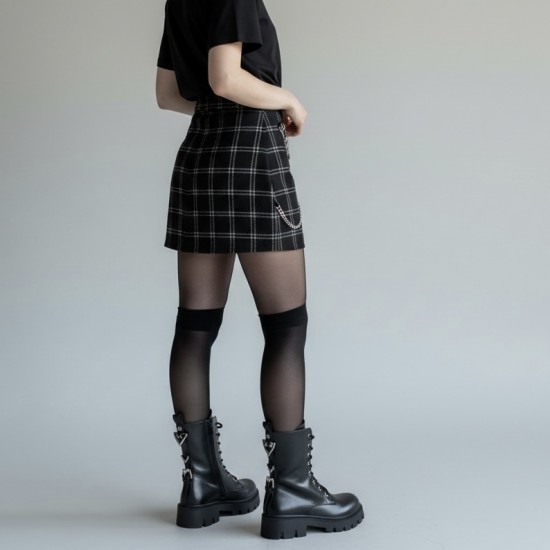 Μαύρες Άρβυλες Δερματίνη με Φερμουάρ & Chunky Τρακτερωτή Σόλα