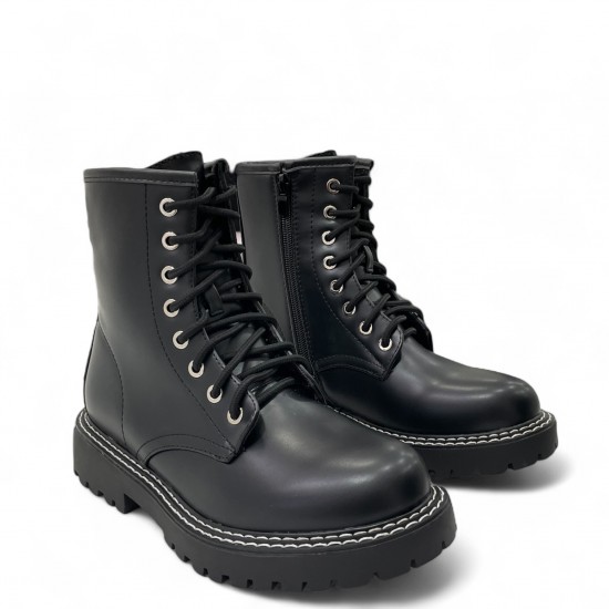 Γυναικείες Μάυρες Αρβύλες με Φερμουάρ & Κορδόνια