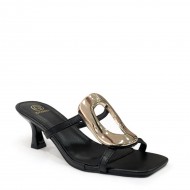 Square toe embellished mules in Black