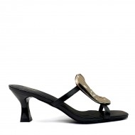 Square toe embellished mules in Black