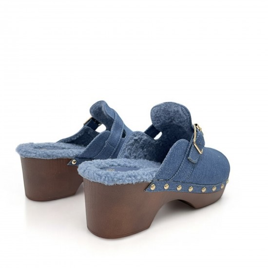 Clogs με επένδυση γούνας Τζίν