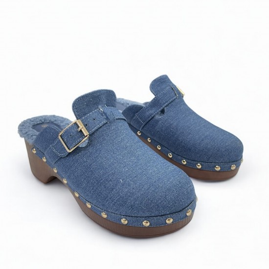 Clogs με επένδυση γούνας Τζίν