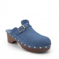 Studded clogs with fur lining Blue Jean