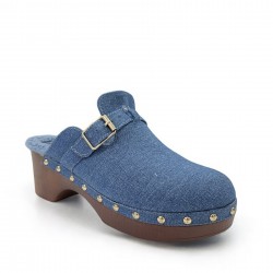Studded clogs with fur lining Blue Jean