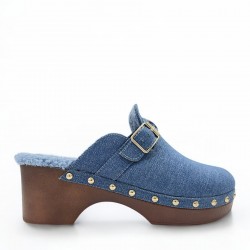 Studded clogs with fur lining Blue Jean