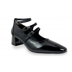 Square toe heels with straps Black