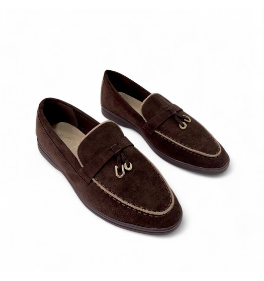 Γυναικεία Loafers με διακοσμητικό σε Καφέ