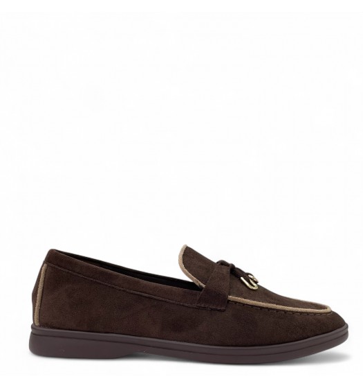 Γυναικεία Loafers με διακοσμητικό σε Καφέ