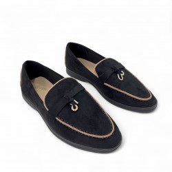 Γυναικεία Loafers με διακοσμητικό σε Μαύρο