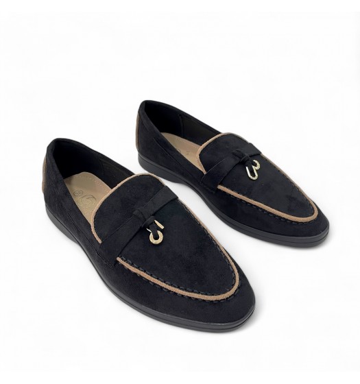 Γυναικεία Loafers με διακοσμητικό σε Μαύρο
