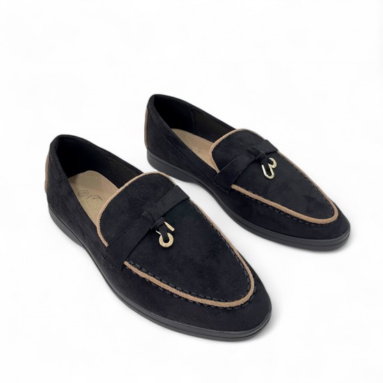 Γυναικεία Loafers με διακοσμητικό σε Μαύρο