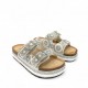 Flatform παντόφλες με boho διακοσμητικά σε Λευκό