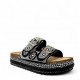 Flatform παντόφλες με boho διακοσμητικά σε Μαύρο