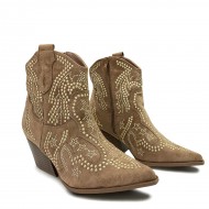 Cowboy μποτάκια με strass σε Κάμελ