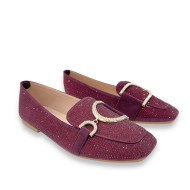 Moccasins with crystals in Burgundy