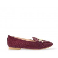 Moccasins with crystals in Burgundy