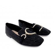 Moccasins with crystals in Black