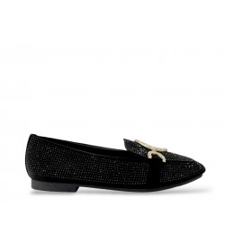 Moccasins with crystals in Black