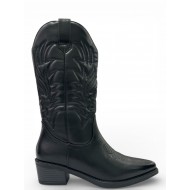 Γυναικείες Cowboy Μπότες Μαύρες με Κέντημα