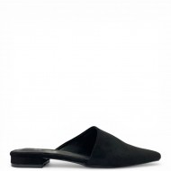 Γυναικεία Suede Mules με Μυτερή Μύτη και Χαμηλό Τακούνι – Μαύρο