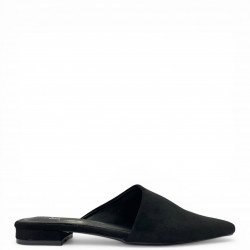 Γυναικεία Suede Mules με Μυτερή Μύτη και Χαμηλό Τακούνι – Μαύρο