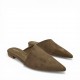 Γυναικεία Suede Mules με Μυτερή Μύτη και Χαμηλό Τακούνι – Καφέ