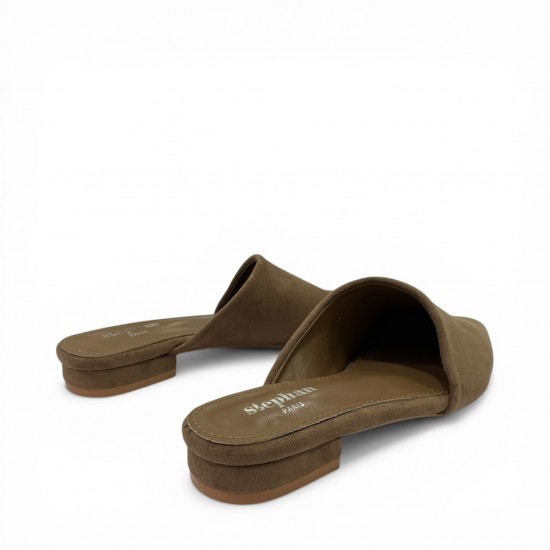 Γυναικεία Suede Mules με Μυτερή Μύτη και Χαμηλό Τακούνι – Καφέ