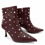 Μπορντό Ankle Boots με τρούκς