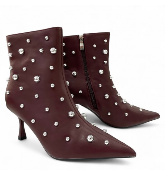 Μπορντό Ankle Boots με τρούκς
