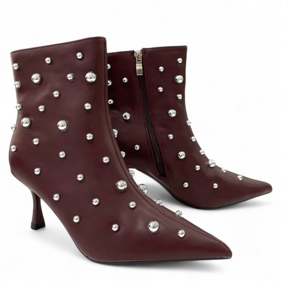 Μπορντό Ankle Boots με τρούκς