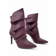 Μπορντό Ankle boots με κουμπωτή φάσα