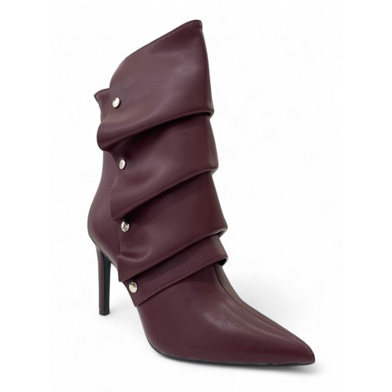 Μπορντό Ankle boots με κουμπωτή φάσα