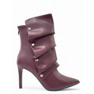 Μπορντό Ankle boots με κουμπωτή φάσα