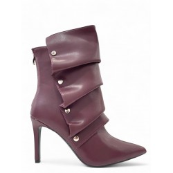 Μπορντό Ankle boots με κουμπωτή φάσα