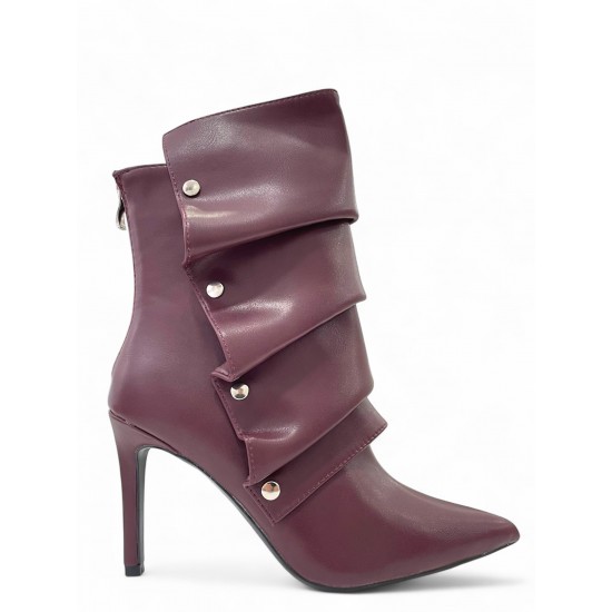 Μπορντό Ankle boots με κουμπωτή φάσα