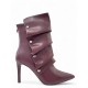 Μπορντό Ankle boots με κουμπωτή φάσα