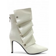 Λευκά Ankle boots με κουμπωτή φάσα