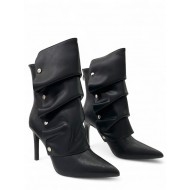 Μαύρα Ankle boots με κουμπωτή φάσα