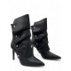 Μαύρα Ankle boots με κουμπωτή φάσα