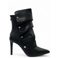 Μαύρα Ankle boots με κουμπωτή φάσα