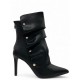 Μαύρα Ankle boots με κουμπωτή φάσα