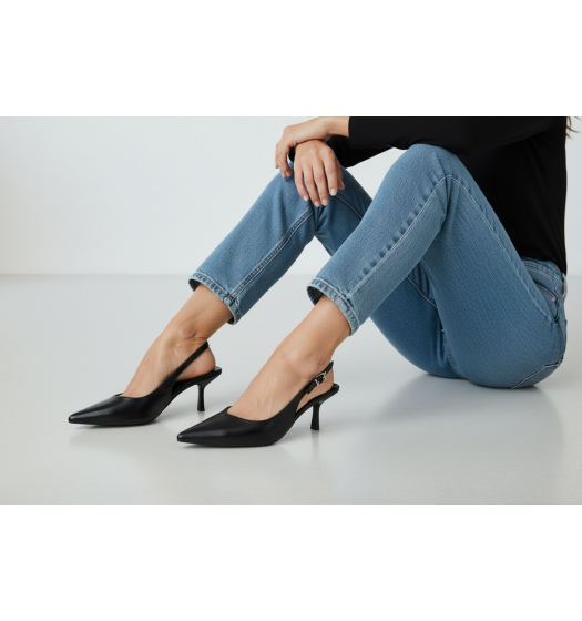 Slingback Γόβα με Pointed Toe - Μαύρο