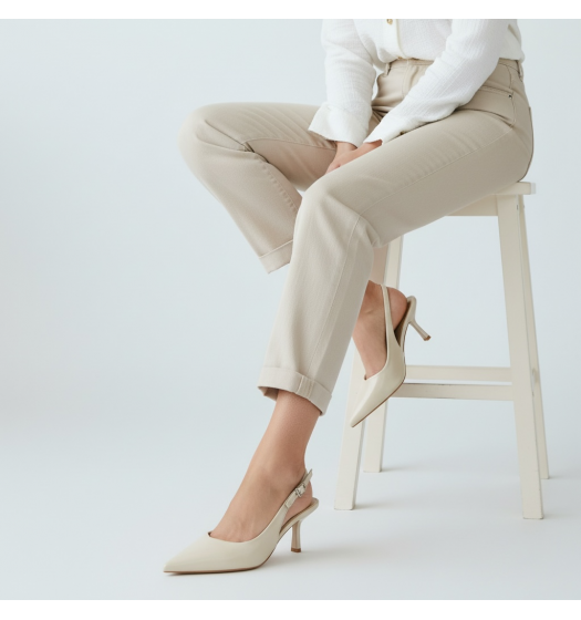 Slingback Γόβα με Pointed Toe - Μπέζ