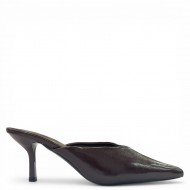 Γυναικεία Mules Μυτερά με Λεπτό Τακούνι – Καφέ Σκοτεινό